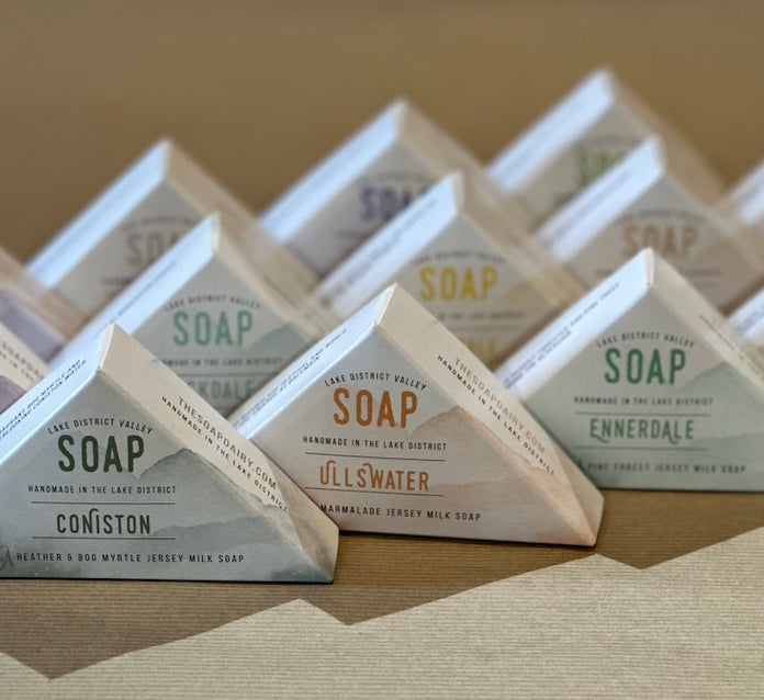 Range of triangle boxed soaps